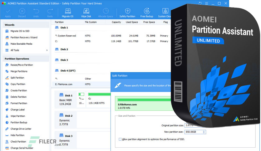 AOMEI Partition Assistant 9.10.0 Crack + License Key Download